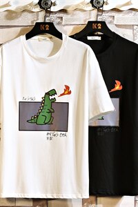 2021夏季新白砖墙日系大码男已注册卡通印花短袖T恤T1053-P25图片