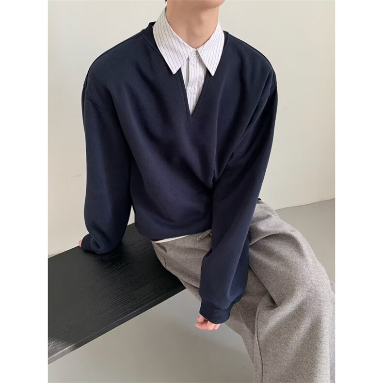 1506-1/WA101/P46布老哥Blog春季美式假两件叠穿卫衣宽松图片