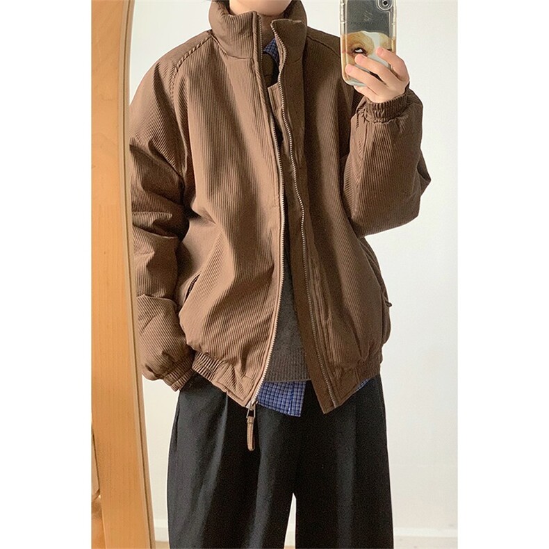 美拉德竖条纹男女棉衣宽松加厚立领面包服外套保暖棉服冬 MA528图片