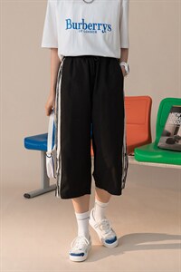 K3038/P30夏款中性风短裤大码排扣开衩七分裤男女7分裤中裤男控48图片