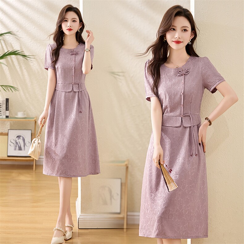 2025年夏季新款高级感复古假两件连衣裙现货，女装连衣裙，多彩