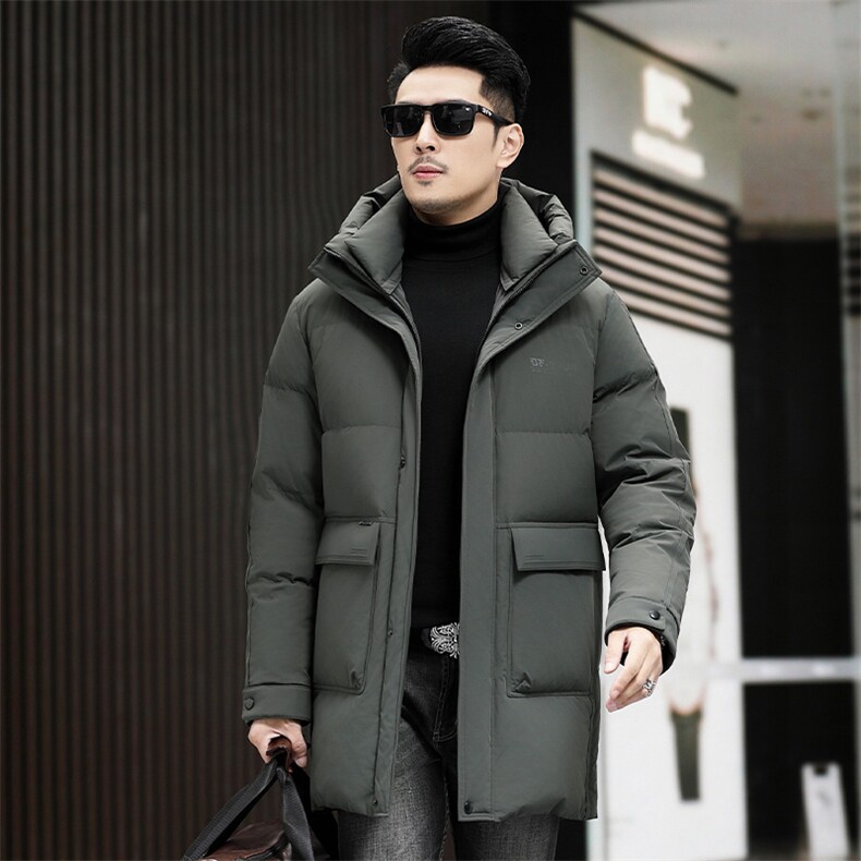 B23968钱塘2020-3连帽长款休闲冬季厚款新款中年男士羽绒服P330图片