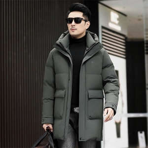 B23968钱塘2020-3连帽长款休闲冬季厚款新款中年男士羽绒服P330图片