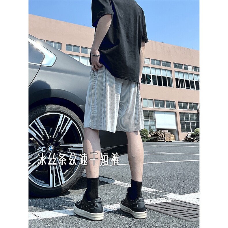A178男女同款冰丝条速干短裤休闲夏季外穿宽松休闲裤DK159-P20,男装休闲裤,电商A178