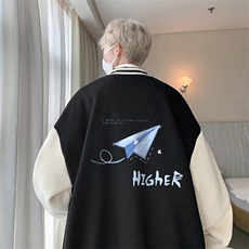 摇粒绒棒球服男大码开衫卫衣男夹克BF86270-P65，男装夹克，电商A040