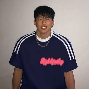夏季美式高街重磅纯棉三条杠织带撞色男女短袖T恤ZD320-特P30图片