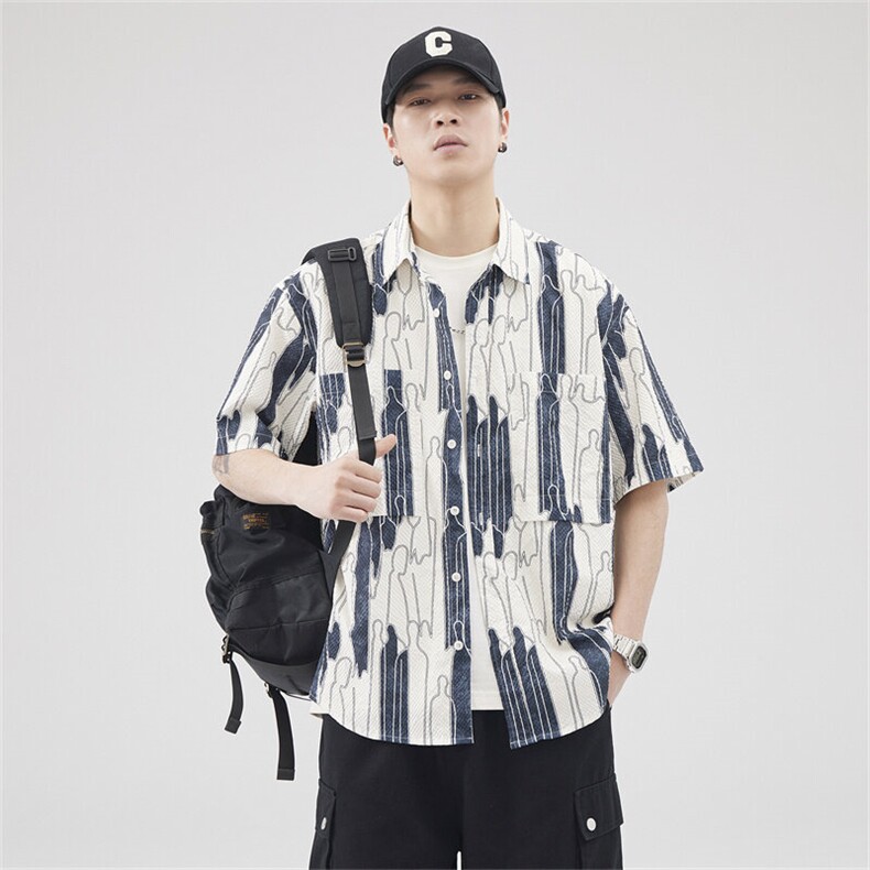 定织提花泡泡纱面料定制图案男休闲衬衫外套A329-Z237-P65,男装衬衫,电商A329