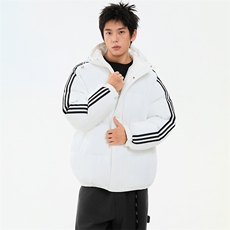 冬季潮流条纹五防立领加绒加厚棉衣情侣撞色棉服外套MY8899-p78，男装棉衣，星座610B-1