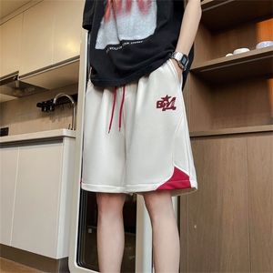 短裤男夏季拼接美式潮牌ins休闲宽松五分中裤子1001-1-DK37-P33图片