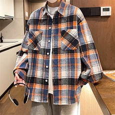 控价69港风格子衬衫宽松外套男女衬衣百搭格子外套CS2437P40，男装衬衫，电商A128