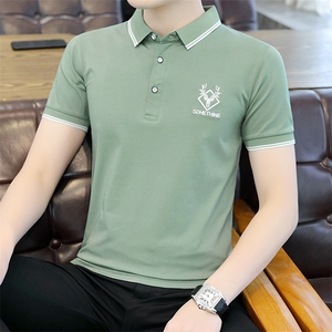 2023新款夏季冰丝高端polo衫男士短袖休闲商务翻领T恤薄款上衣男图片