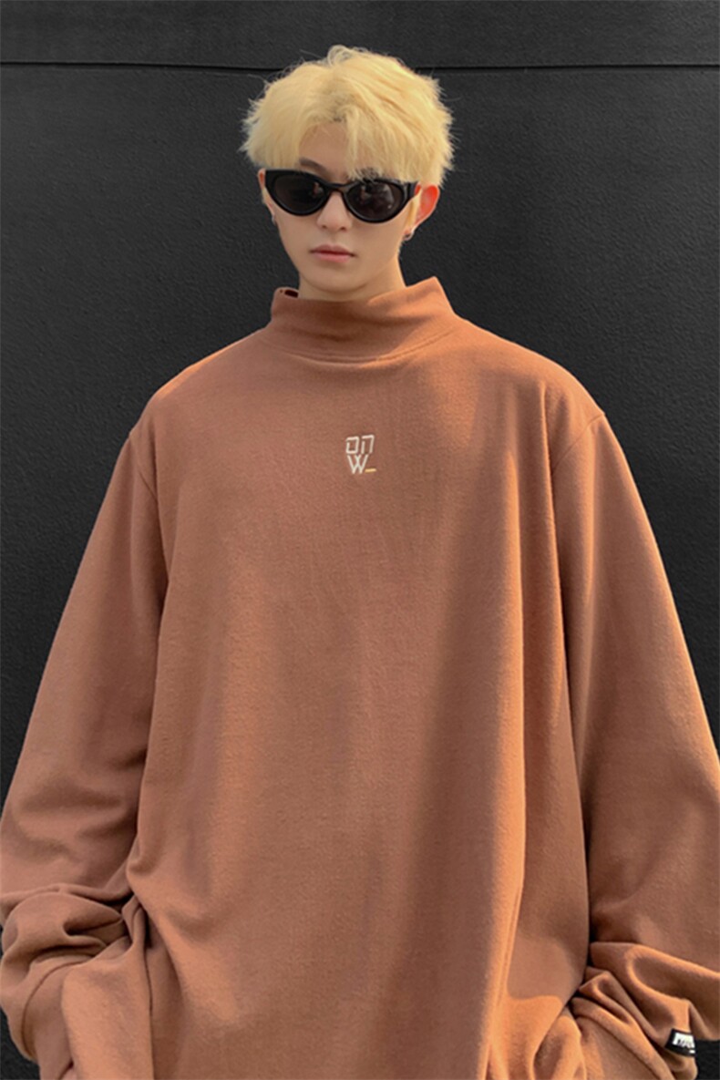2024冬季新款港风外景大码半高领绣花德绒M-5XHT24869-特P25,男装T恤,电商A022