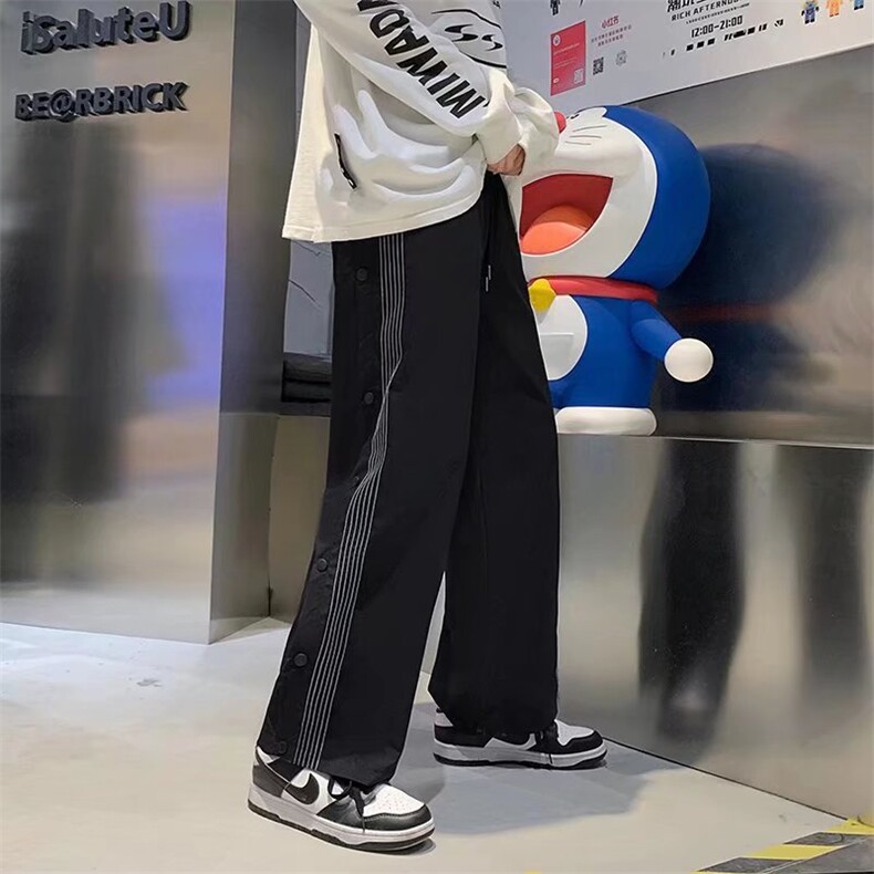 排扣裤子男潮牌ins宽松直筒韩版潮流炸街痞帅休闲运动裤NB317-P35,男装休闲裤,星座1008-1
