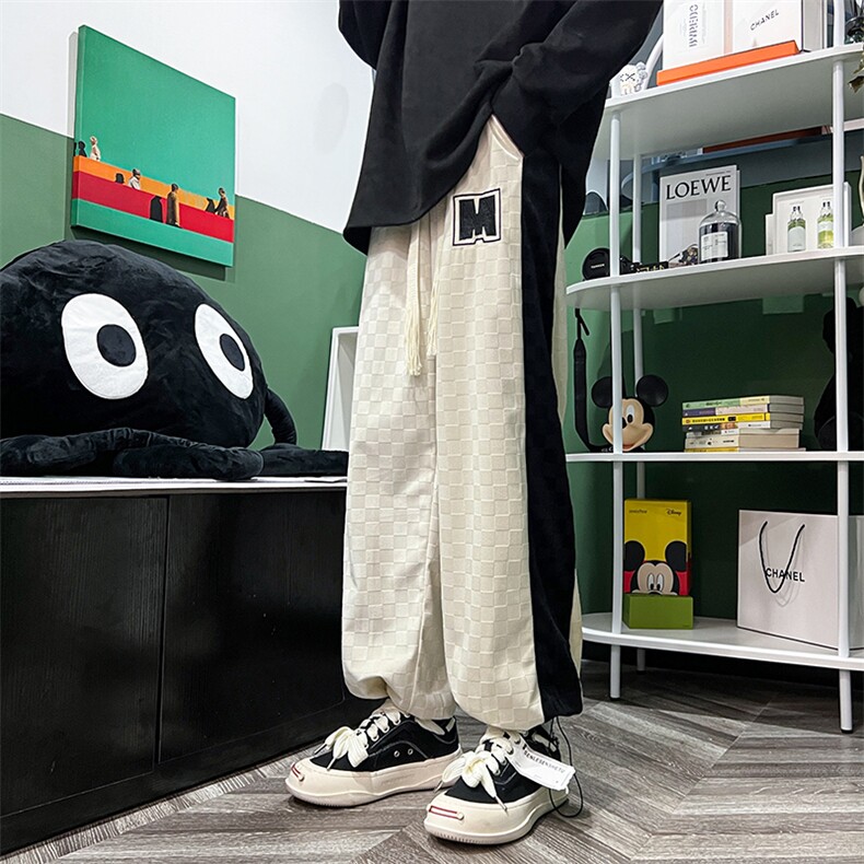 侧边条纹裤子男士美式潮牌痞帅直筒男款休闲长裤K077-P40,男装休闲裤,星座308B-1