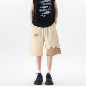 8XL-M 特大码短裤男夏季新款大码vibe破洞拼接高街短裤DK1518P50图片