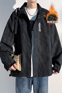 图案有版权冬暗纹印花大码加厚棉服男加棉夹克外套J614J加棉-P80图片