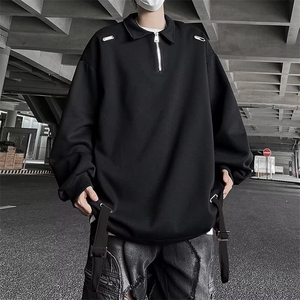 【有货】DA50-P40青少年POLO领文艺潮春秋半拉链翻领POLO衫长袖男图片