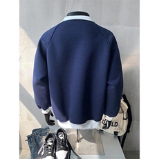 抖音得物品质秋冬美式高街重磅结构拼接织带翻领卫衣夹克外套W113，男装夹克，电商A486-1