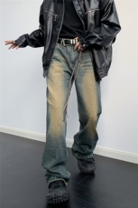 复古高街牛仔裤男春秋美式潮牌水洗做旧裤子直筒微喇长裤-X552，男装牛仔裤，星座601-2