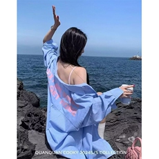 条纹防晒衬衫男女夏季设计感宽松慵懒长袖上衣衬衣外套CT112，男装防晒衣，星座1116A（原606A-3）