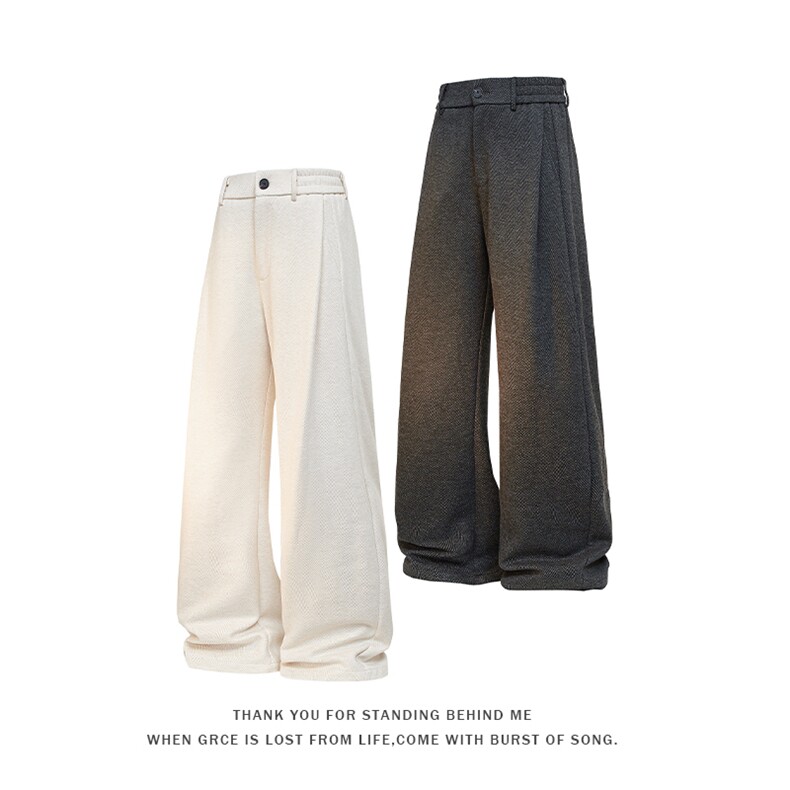 高克重420g呢料港风人字纹男宽松阔腿裤休闲裤K24078-特P40控78，男装休闲裤，电商A001-1