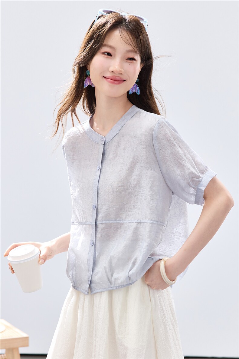 现货2026夏装新款透气亲肤女士凉爽衬衣,女装衬衫,木子恋
