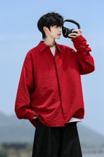 8XL-M泡泡纱盐缩肌理长袖衬衫男夏季冰丝外套防晒衬衣CS29007P40，男装衬衫，电商B312