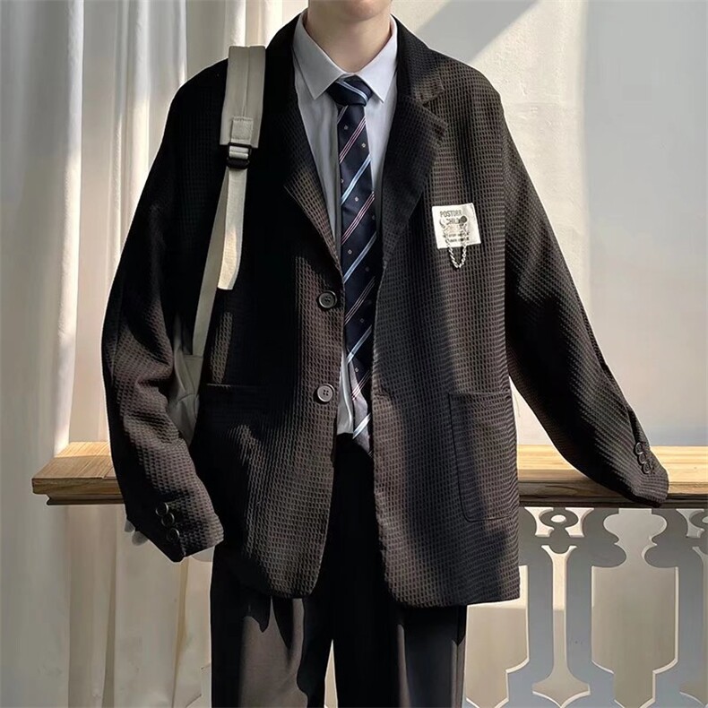 高级感炸街西装男制服轻熟风男装西服华夫格外套XF08P58,男装西服,星座1116-2