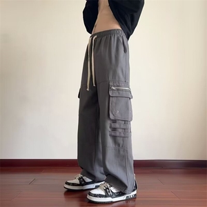 工装裤男春夏季宽松痞帅直筒裤潮牌潮流机能休闲裤子男款 KD76图片
