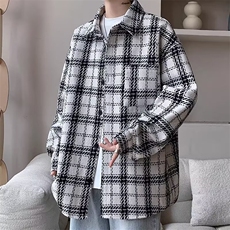 XXF053新款男士加厚保暖休闲夹克男生格子长袖衬衫上衣服外套，男装夹克，星座308A-1（原309B-1）