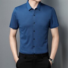 男士夏季短袖衬衫2023新款休闲商务衬衣男士上衣男装ZL1260-P60，男装衬衫，星座1105-3