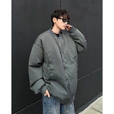 纯色加棉加厚棒球服棉衣外套宽松休闲简约情侣棉服HY303-P95，男装棉衣，星座1001-1