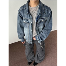 慵懒流行新款时尚潮流解构侧边双拉链水洗牛仔外套文艺JK17，男装工装外套，星座1116A（原606A-3）