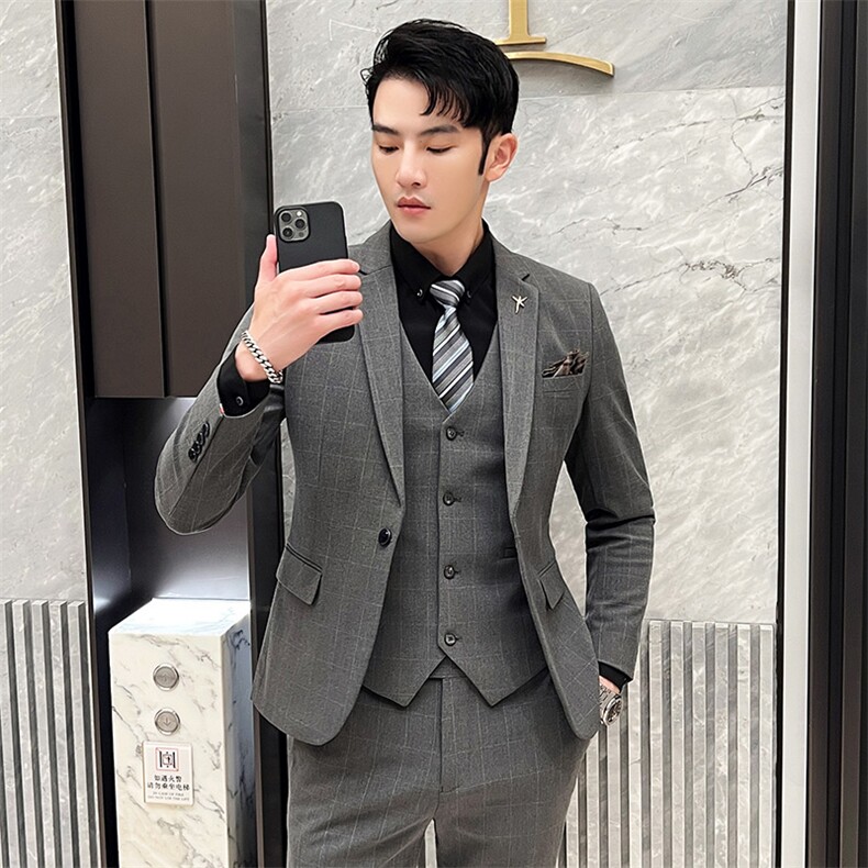 2025新款男士西服三件套商务休闲西装2216-P220，男装西服，星座311B