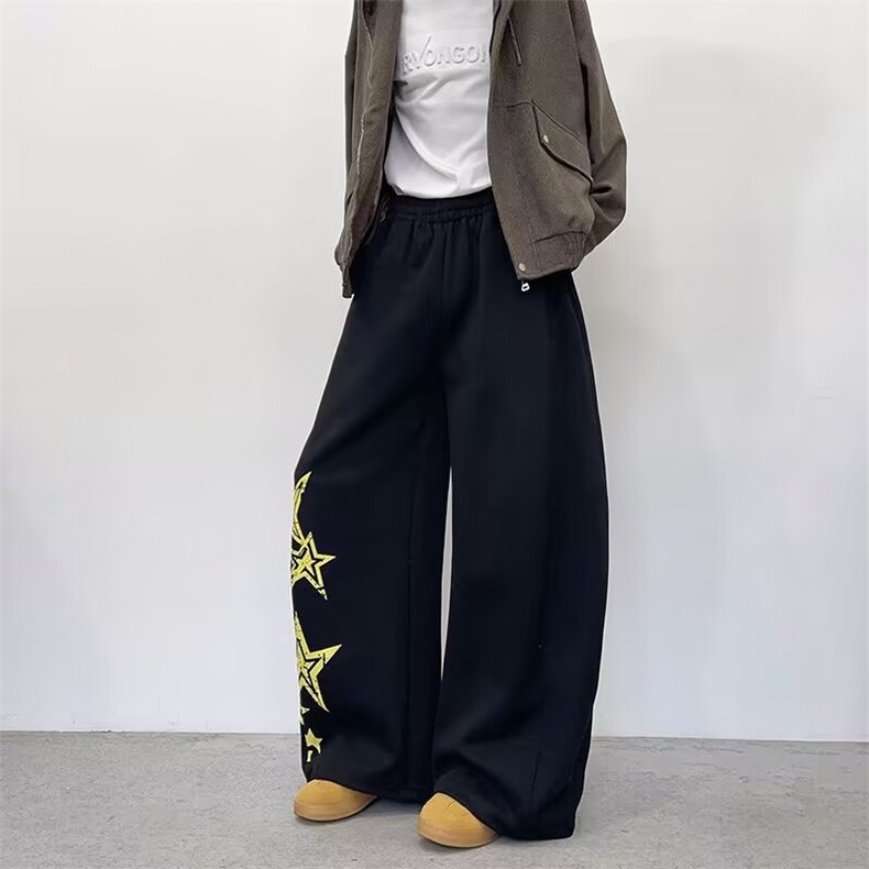 YC0782-P48美式运动卫裤男女秋潮牌字母印花高街痞帅阔腿长裤,男装休闲裤,电商C233