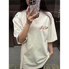 美式复古高街基础款植物花卉手绘字母印花宽松短袖T恤TA25，男装T恤，星座1116A（原606A-3）