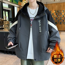 美式开衫秋冬季外套男宽松潮流帅气加绒加厚夹克冬A436-6805-P85，男装夹克，电商A436