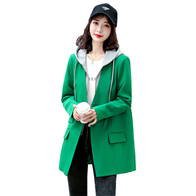 时尚女装春季新款连帽西装外套休闲百搭三色显瘦长袖外套,女装西装,依如秀(原杭风阁)