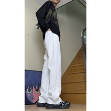 美式ins高街hiphop微喇铆钉牛仔裤货号K2435P50控68，男装牛仔裤，电商A063