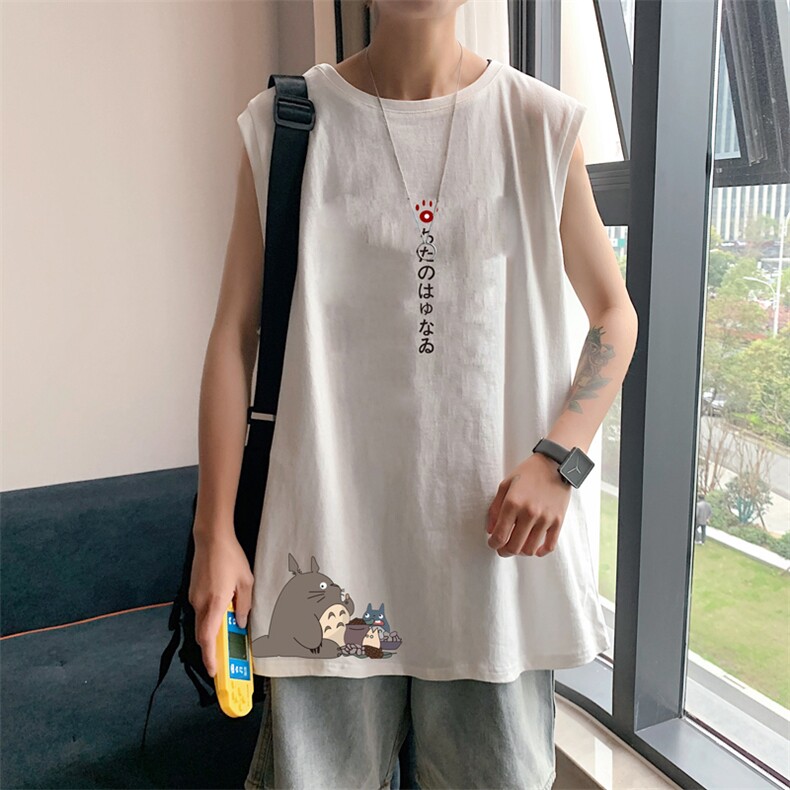！港风2023夏季无袖背心男加肥加大码宽松短袖T恤男BX269-P20,男装背心/马甲,电商B371