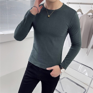 双面绒长袖T恤打底衫男 德绒亲肤面料修身纯色圆领D303-520-p35图片