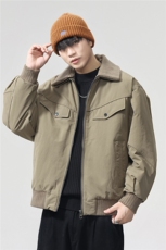 GENIOLAMODE美式可拆卸加厚保暖棉服翻领外套男秋冬棉袄工装夹克，男装棉衣，电商D215
