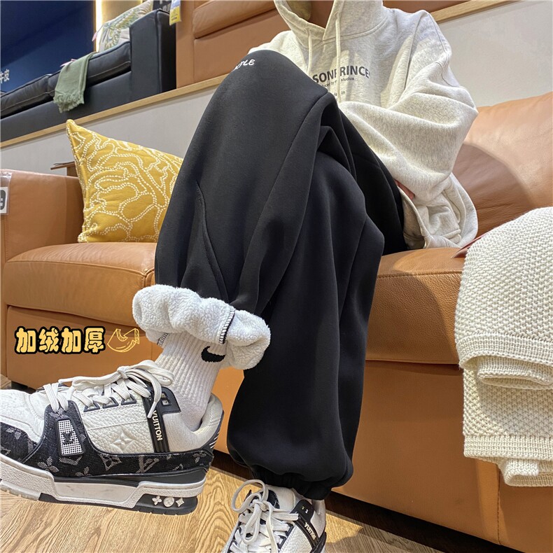 2023秋冬新款刺绣卫裤加绒K23497JR-P65控88 常规K23497-p55控78图片