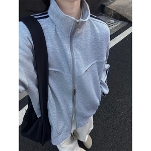 拼接条纹运动夹克开衫拉链卫衣 S632 P50图片
