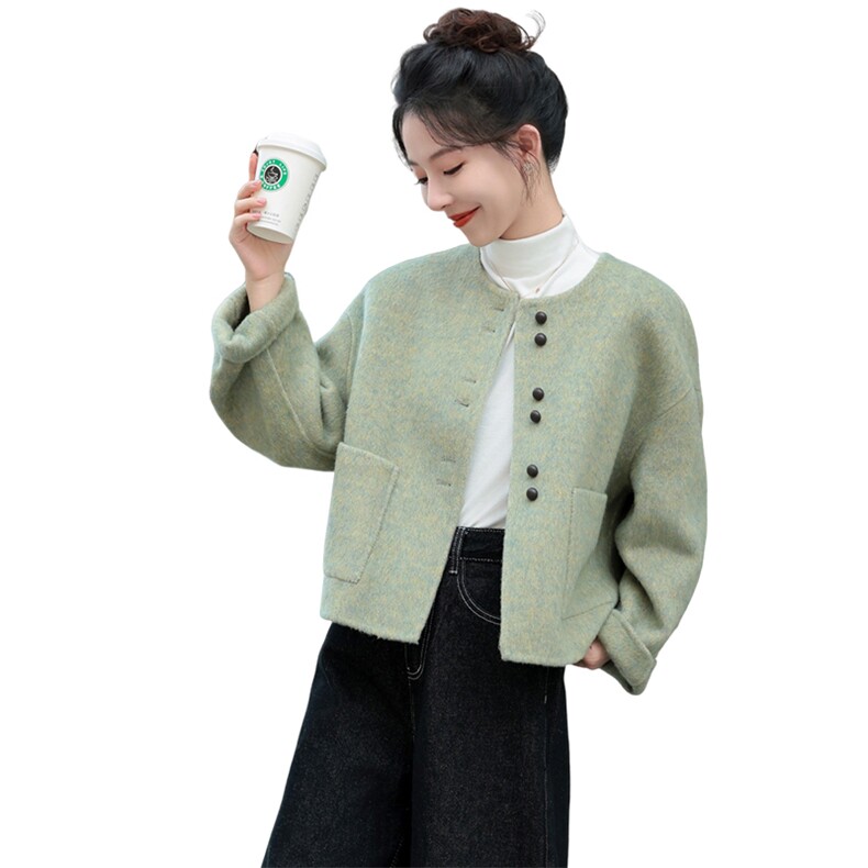韩版短款双面羊绒大衣女时尚2025新款春季超好看洋气减龄毛呢外套,女装毛呢外套,仟媚宠