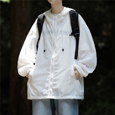 夏薄防晒衣男户外纯色冲锋衣外套美式痞帅连帽防晒服夹克FS77P40，男装夹克，星座1013-5