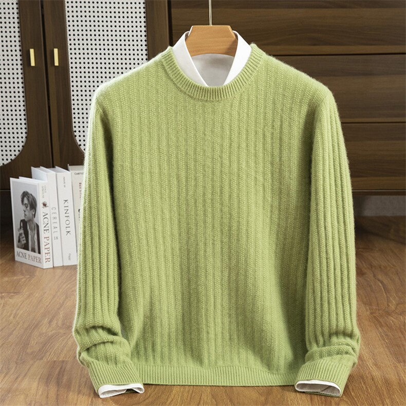 新款高端男士半高领加厚100%纯羊毛衫休闲宽松针织打底羊绒衫毛衣，男装羊绒套衫，隆格羊绒