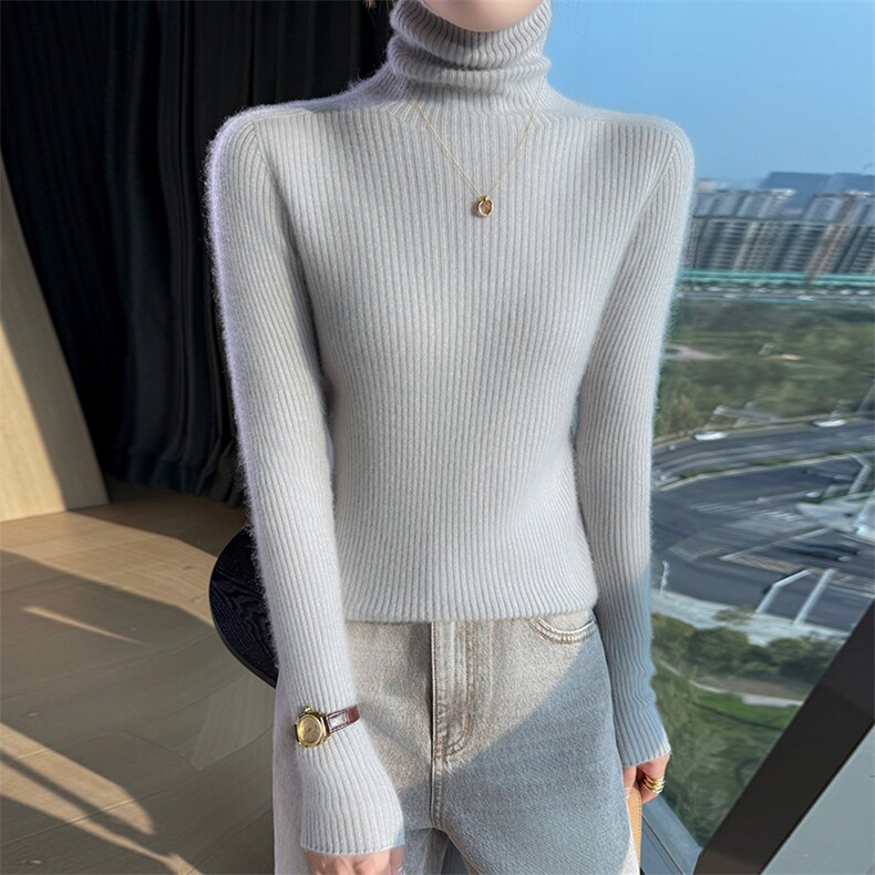 2025一线抽条堆领针织衫百搭时尚,针织衫/毛衣,美轩羊绒