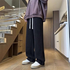 麦穗纹松弛感裤子男款春秋季宽松美式复古垂坠感潮牌拖地休闲长裤，男装休闲裤，星座715-4