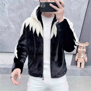 冬季新款金貂绒连帽皮毛一体仿貂皮大衣男休闲夹克皮草保暖外套男图片